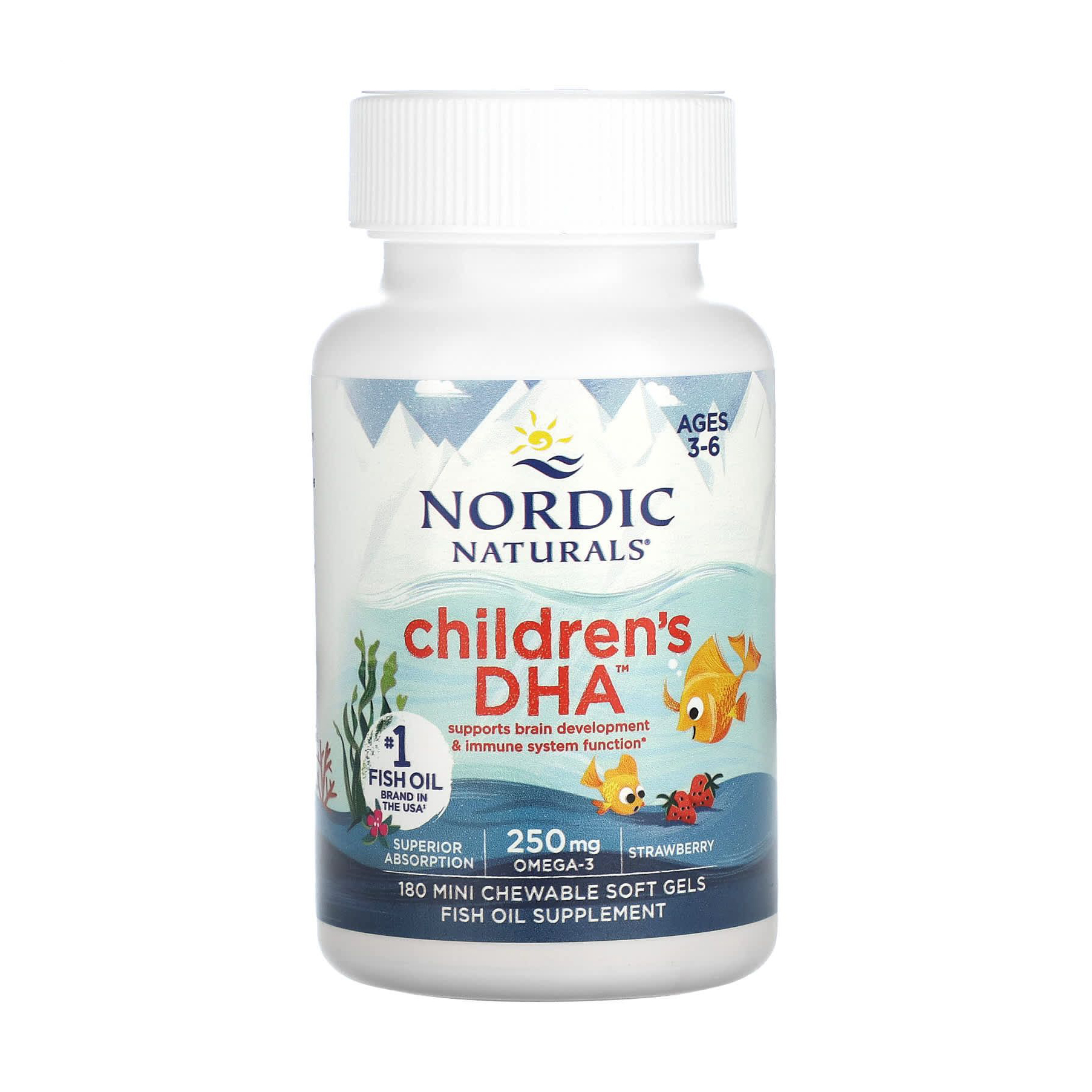 Риб'ячий жир для дітей Nordic Naturals Children's DHA 250 мг, зі смаком полуниці, 180 гелевих капсул